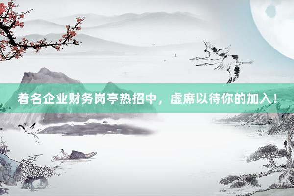 着名企业财务岗亭热招中，虚席以待你的加入！